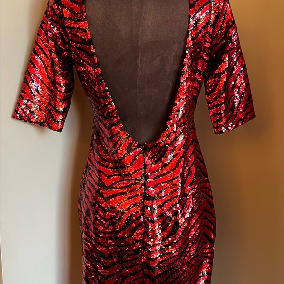 Guess Zebra Sequin Stunner w Open Bsck - Picture 3 of 10